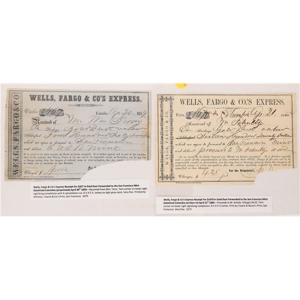 Wells, Fargo & Co. Gold Dust receipts, 1859/60    [173915]