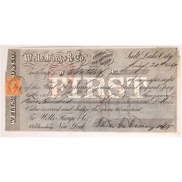 Wells, Fargo & Co. Rare First of Exchange Note, 1869    [175927]