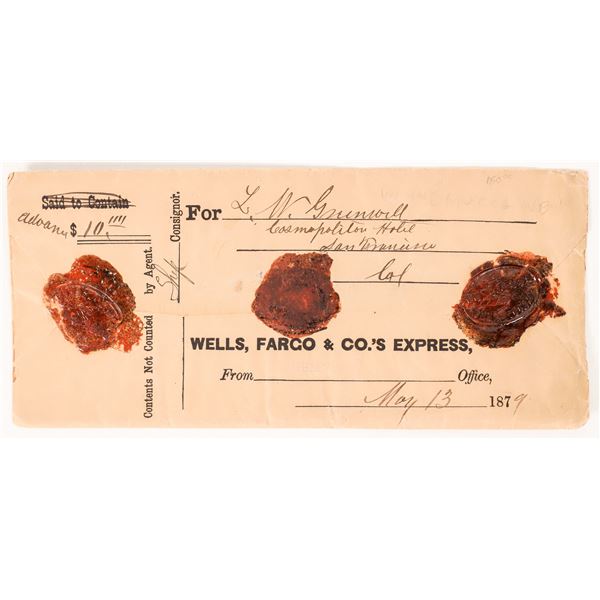 Wells Fargo & Co. 1879 Money Package with wax seals  1879  [171106]