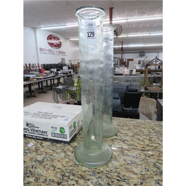 Contemporary Glass Tall Vase - Pair