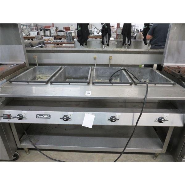 Serve Well S/S 5'   4 Comp Electric Steam Table w/Undershelf