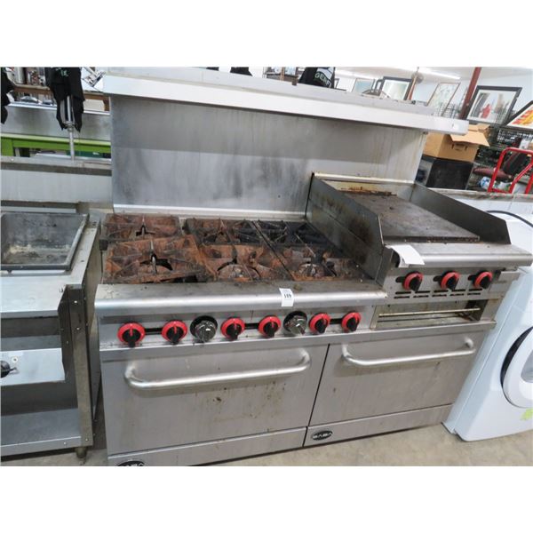 Saba Gas 6 Burner/Range/2' Char Grill Rolling Double Oven