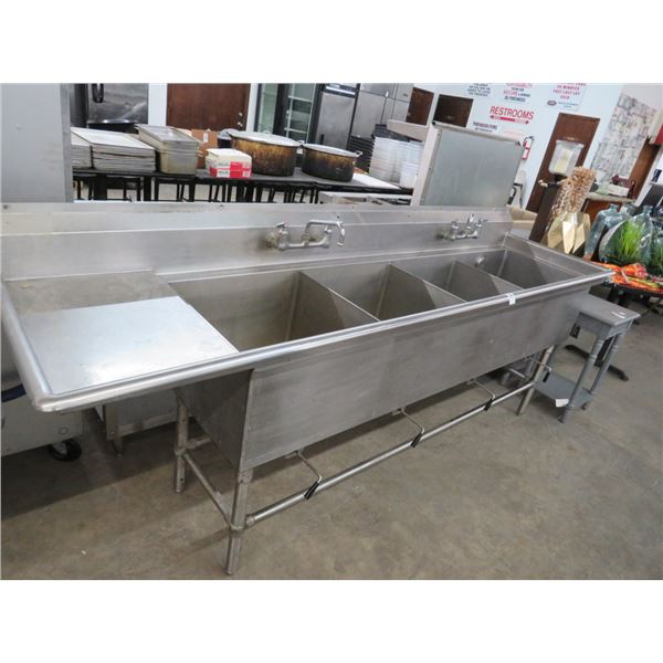 S/S 8'  4 Comp Sink w/Drainboard/Levels