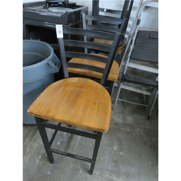 4-Black Metal/Oak Base Ladder Bar Stools - 4 X $