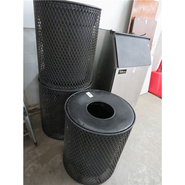 3-Black Decorator Metal Round Waste Cans - 3 X $