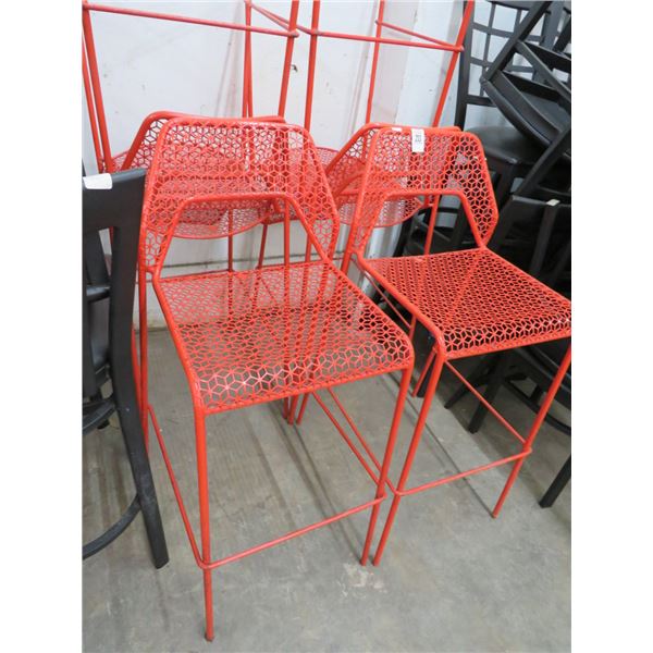 6-Orane Metal Patio Bar Stools - 6 X $