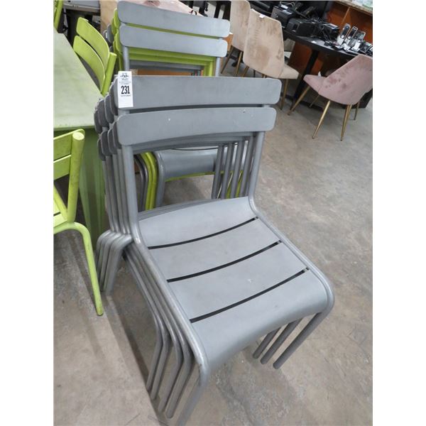 28-Grey Alum. Stackable Patio Dining Chairs - 28 X $