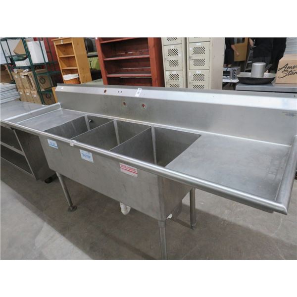 S/S 7' 3 Comp Sink w/Drainboards