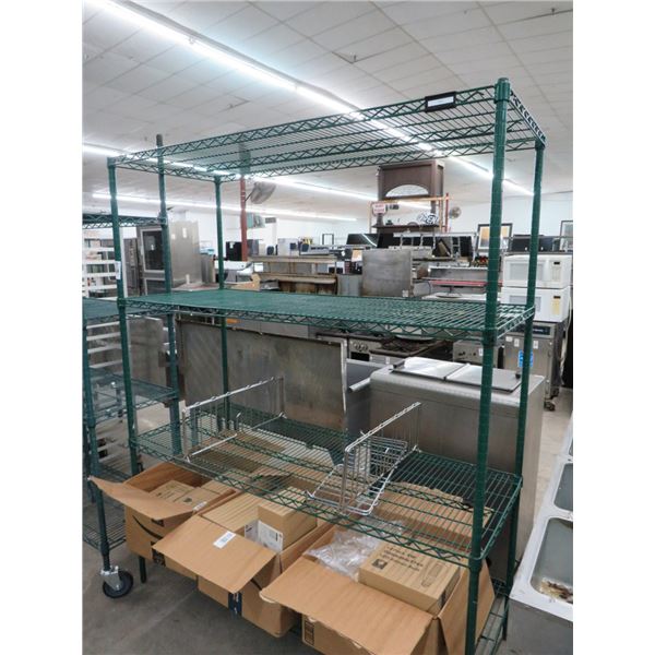 Green Coated 5'  4 Shelf Metro Rack