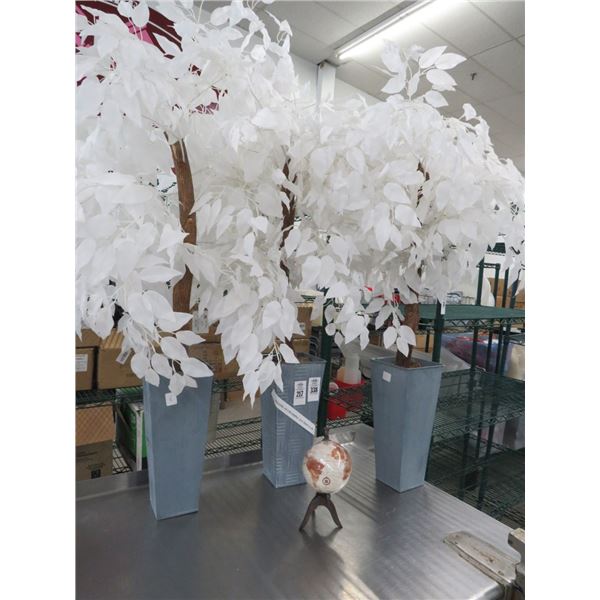 3-Potted Silk White Trees - 3 X $