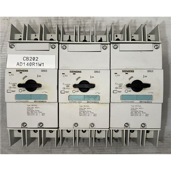 (3) Siemens #3RV1742-5ED10 Motor Circuit Breakers 30A