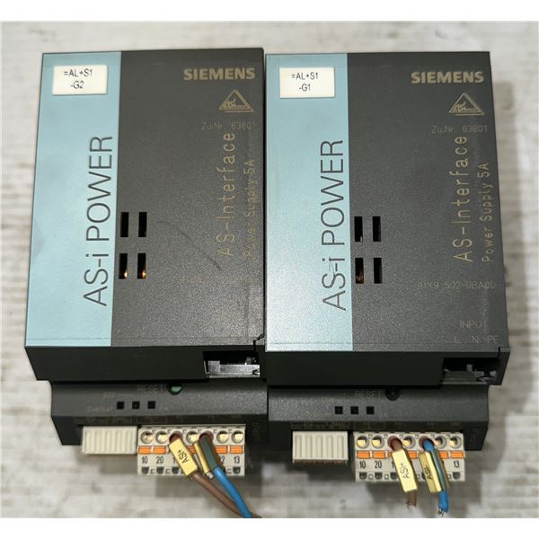 (2) Siemens #3RX9-502-0BA00 AS-Interface Power Supplies