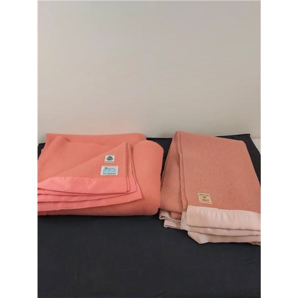 Two Pink Wool Blankets