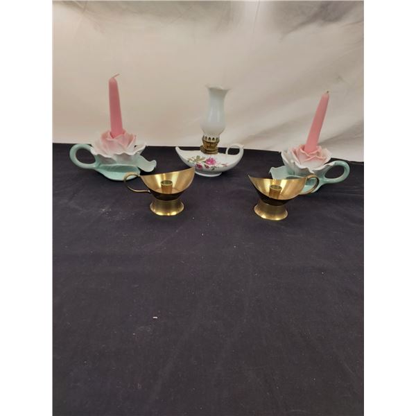 Candle Stick Holders and Oil Lamp