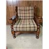 Image 1 : Vintage Wooden-Framed Upholstered Arm Chair