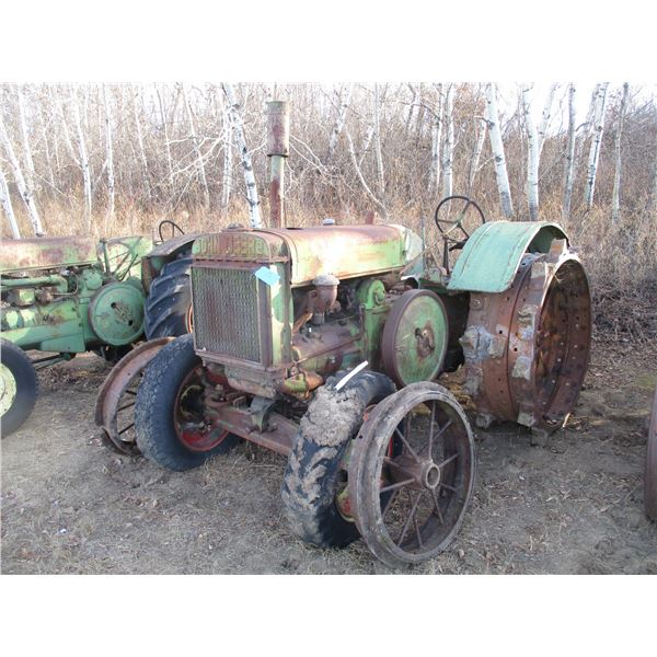 John Deere Tractor, Model D, Serial Number 133822, Gas, Seized, On Steel Wheels