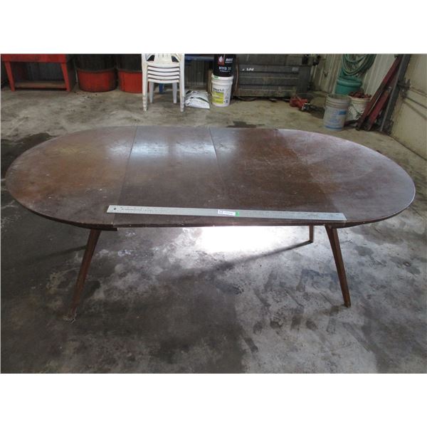 Wooden Table With Two Extension Leaves - 76" Long With Leaves In