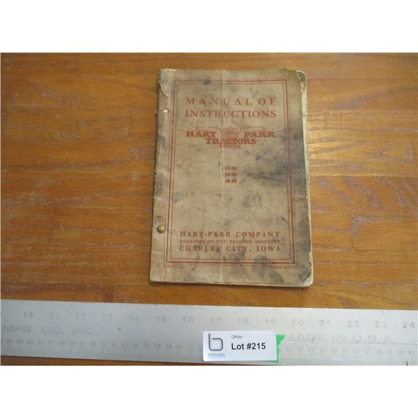 Manual of Instructions - Hart-Paar Tractors 12-24, 18-36, 28-50