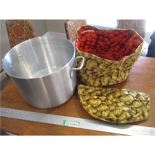 Large Stainless Steel Cooking Pot With Warming Cover - 12" across; 10" high