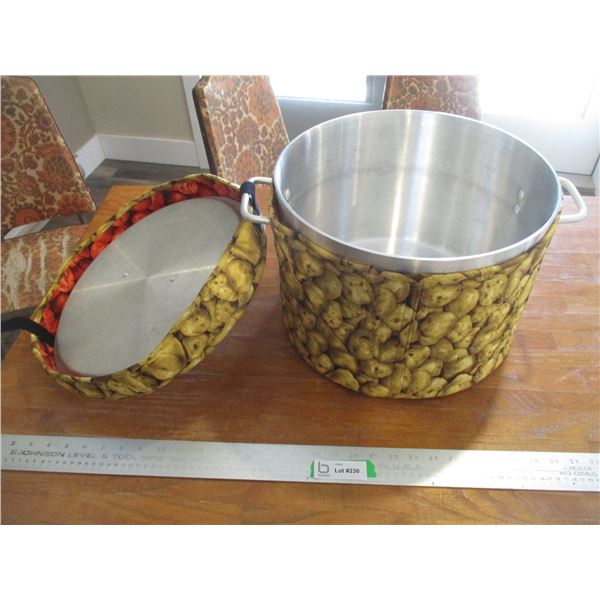 Large Stainless Steel Cooking Pot With Warming Cover - 12" across; 10" high