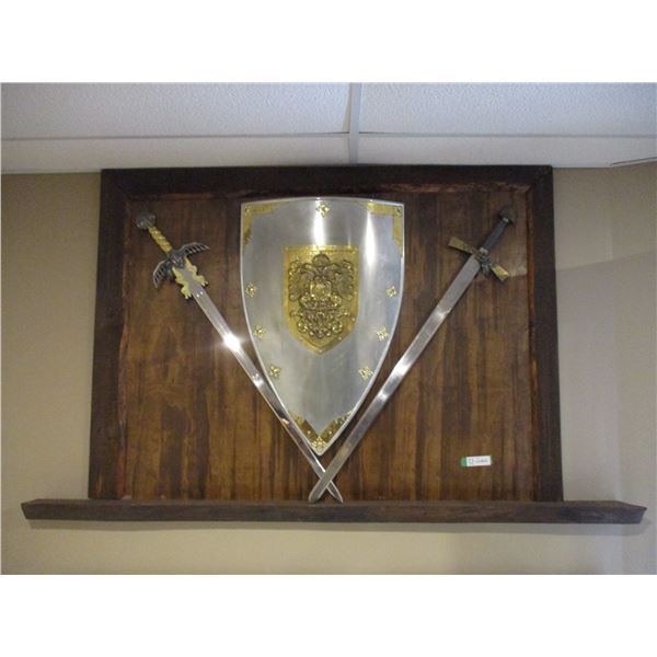 Decorative Shield and Two Swords - Whole Plaque is 52" x 39"