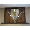 Image 1 : Decorative Shield and Two Swords - Whole Plaque is 52" x 39"