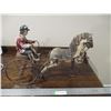 Image 1 : Jockey With Horse and Cart Folk Art - 22" long, Jockey has Damage