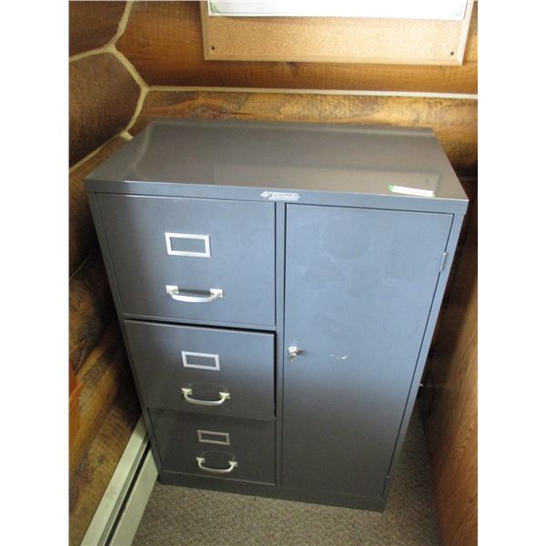 Metal Filing Cabinet With Key, Three Drawer, 27" x 16" x 40", Combination for the Safe Does Not Work