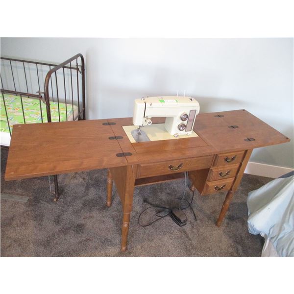 Sears Kenmore Sewing Machine in Cabinet, With Attachments