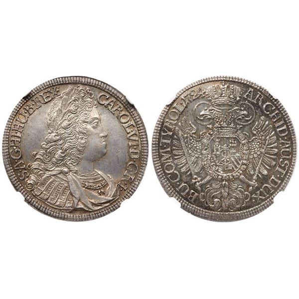 Charles VI (1711-1740). Silver Half Taler, 1724. Hall mint.