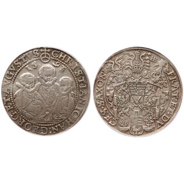 Saxony - Albertine. Christian II, Johann Georg I and August (1591-1611). Silver Taler, 1593 HB.
