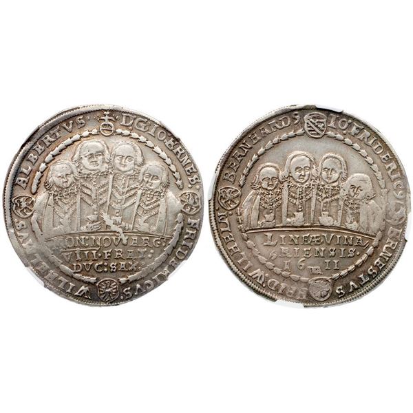 Saxe-Middle-Weimar. Eight Brothers, joint rule (1605-1619). Taler, 1611 WA. Coburg mint.