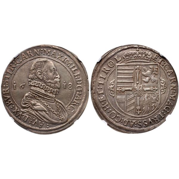 Archduke Maximilian III (1612-1618). Silver Taler, 1618. Hall.