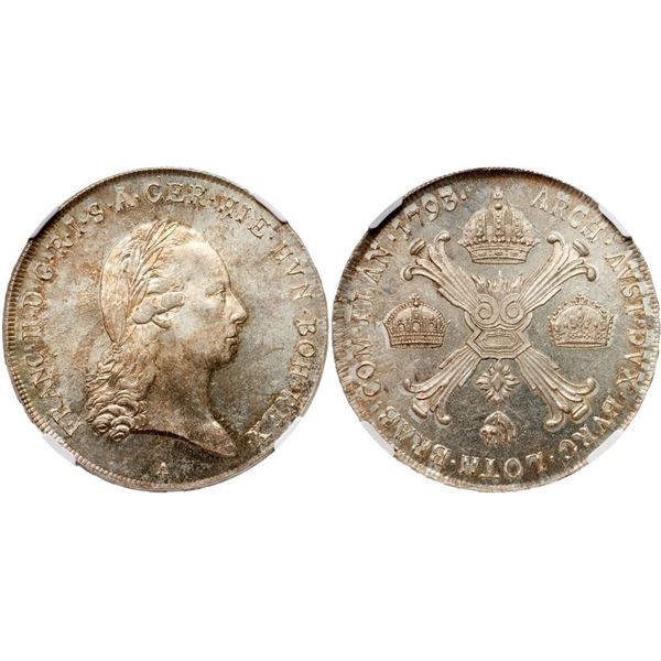 Francis II (1792-1795). Silver Kronentaler, 1793 A.