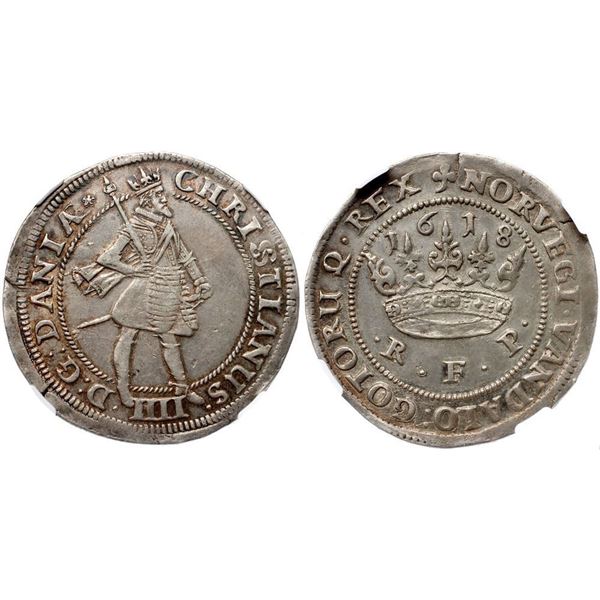 Christian IV (1588-1648). Silver Krone, 1618 (clover).