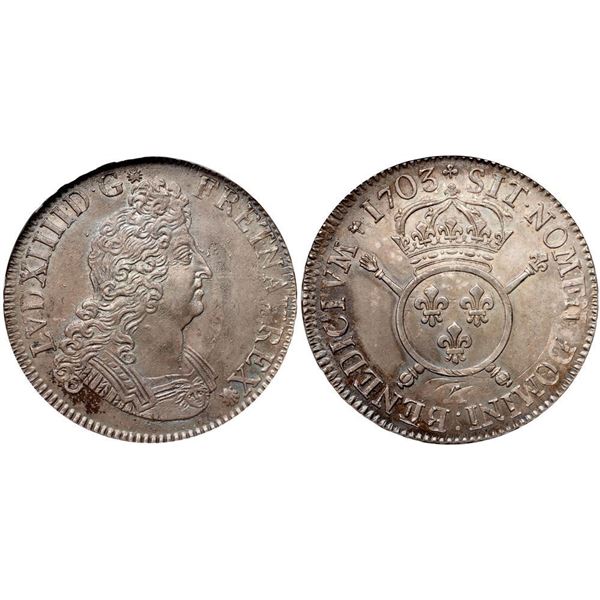 Louis XIV (1643-1715). Silver Ecu, 1703 A. Paris.