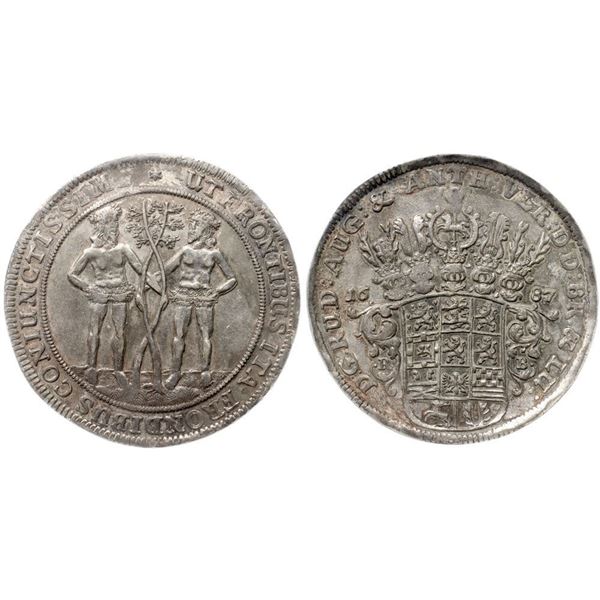 Brunswick-Wolfenbüttel. Rudolf August and Anton Ulrich (1685-1704). Silver Taler, 1687 RB. 29.05g.