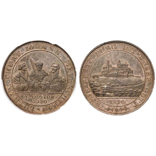 Coburg. Silver Medal. On the 300th Anniversary of the Reformation, 1830.