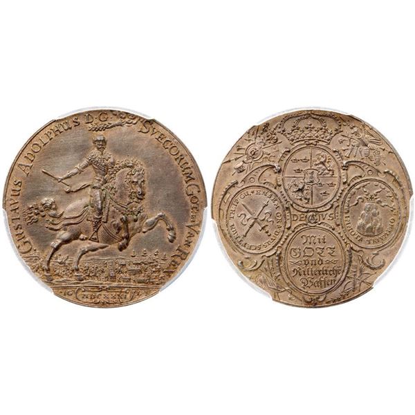Saxony. Johann Georg I (1611-1656). Cast Silver Medal. 47.2mm, 14.47g. Battle of Breitenfeld, 1631