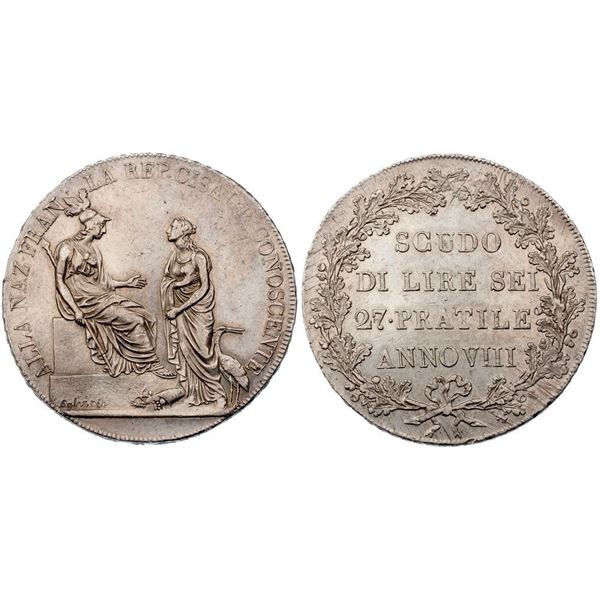 Cisalpine Republic. Scudo di 6 Lire, An VI (1800).