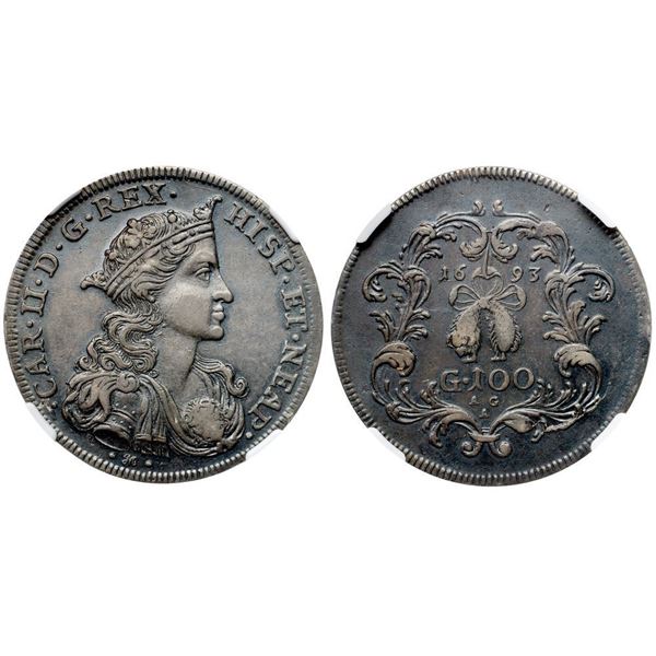 Naples. Carlo II (1665-1700). Silver Ducato, 1693 AG-A.