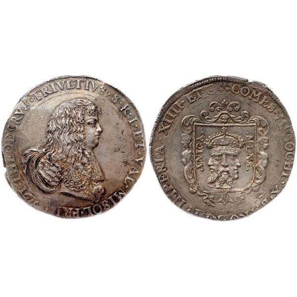 Retegno. Antonio Teodoro Trivulzio (1676-1678). Silver Doppio Filippo, 1676.
