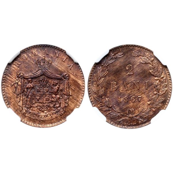 Carol I, as Prince (1866-1881). Choice 1867 Heaton AE Set. Banu.
