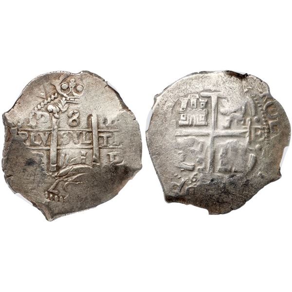 Carlos II (1665-1700). Silver Cob 8 Reales, 1671 P E. Potosí.