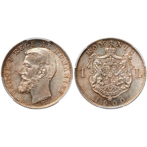 Carol I, as King (1881-1914). Silver 1 Leu, 1900. Hamburg.