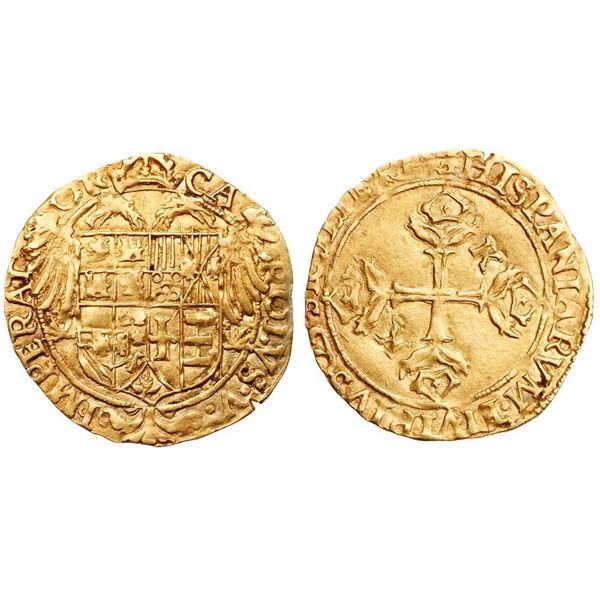 Naples. Carlo V -HRE Charles V (1516-1554). Gold Scudo, nd (1542-1556). 3.35g.