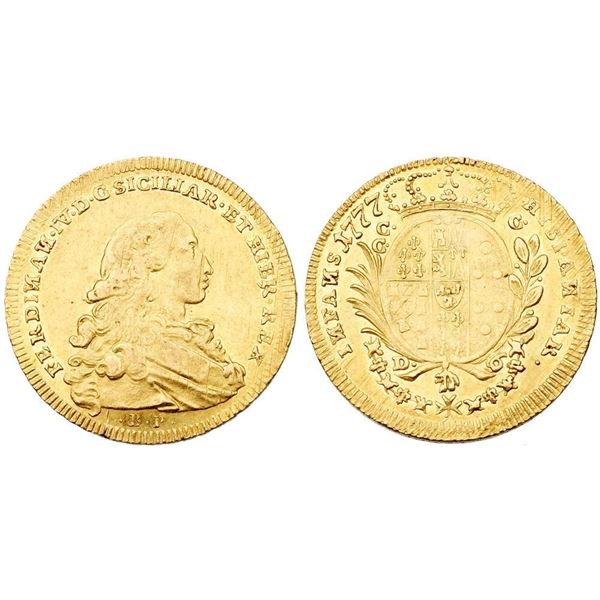 Naples and Sicily. Ferdinando IV di Borbone, first reign (1759-1799). Gold 6 Ducati, 1777 BP-CC-C