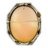 Image 3 : Antique 14K White Gold Carved Shell Cameo & Open Filigree Frame Brooch Pendant