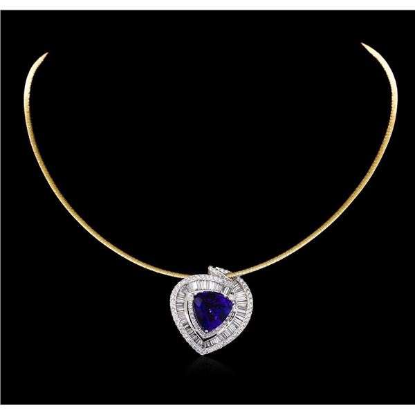 14KT Two-Tone Gold 10.88 ctw Tanzanite and Diamond Pendant With Chain