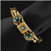 Image 8 : Vintage Etruscan Revival 14K Gold Persian Turquoise Textured Bow Bangle Bracelet